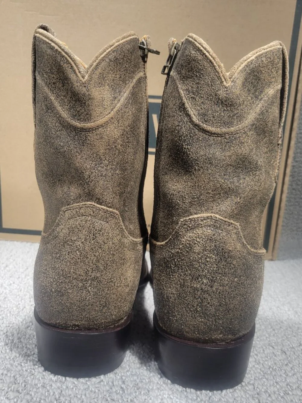 Tecovas The Dean Men's US Size 9 EE Granite Suede Western Zip Boots